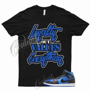 Royal Blue Black White 1 Mid T Shirt Match LYLTY