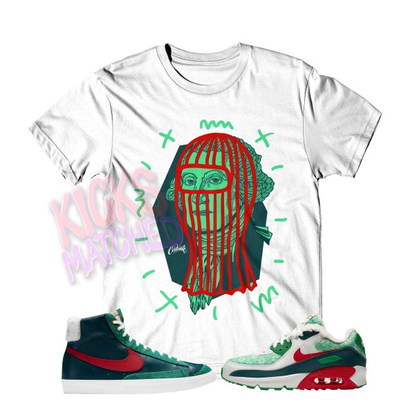 White " GW " T Shirt to match  N Air Max 90 Force 1 Blazer 77 Vintage Ugly Christmas Sweater by Kicks Matched