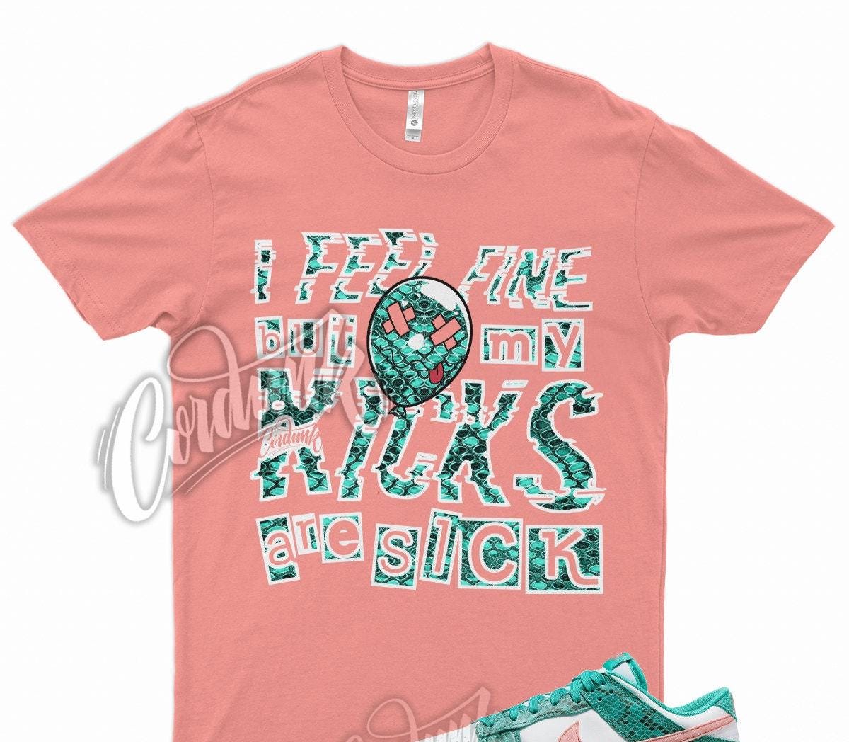 New SICK V2 T Shirt for Dunk Low Washed Teal and Bleached Coral