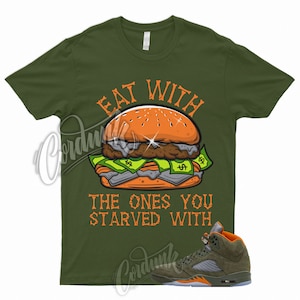 5 Olive Army Solar Orange Black Retro T Shirt Match EAT
