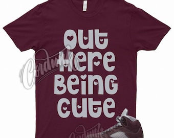 CUTE T Shirt to Match 5 Deep Burgundy Metallic Silver Graphite Bordeux Dunk Maroon Vapormax