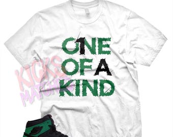 White " 1 OAK " T Shirt to match Jordan 1 Pine Green by Kicks Matched