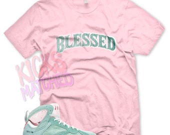 Pink " BLESSED ARCH " T Shirt to match Jordan 7 Hare 2.0