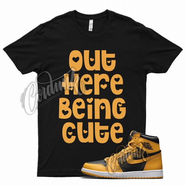 Black " CUTE  " T Shirt for Air Jordan 1 Retro High OG Pollen University Gold by Kicks Matched