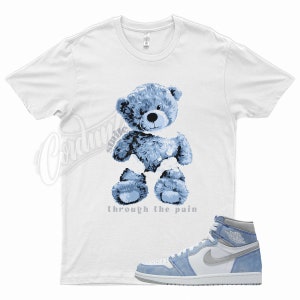 White &quot; SMILE &quot; T Shirt to match Jordan 1 OG Hyper Royal Light Smoke Grey by Kicks Matched