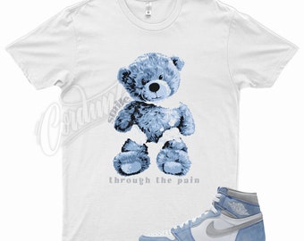 White " SMILE " T Shirt to match Jordan 1 OG Hyper Royal Light Smoke Grey by Kicks Matched