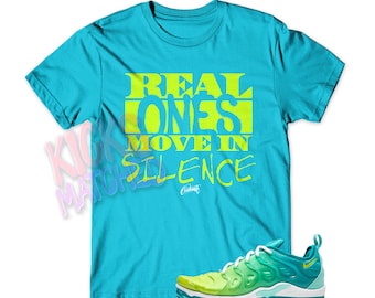Teal " REAL ONES " T Shirt to match N Vapormax Plus Lemon Lime Teal by Kicks Matched