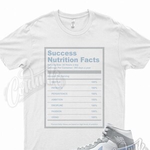 White " SUCCESS " T Shirt for Air Jordan 1 Mid Wolf Grey Aluminum Hyper Royal Blue by Kicks Matched