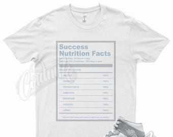 White " SUCCESS " T Shirt for Air Jordan 1 Mid Wolf Grey Aluminum Hyper Royal Blue by Kicks Matched