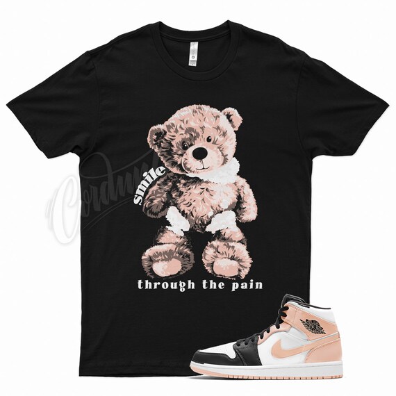 Black SMILE T Shirt for Air Jordan 1 Crimson Tint Pink Retro OG