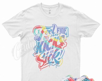 White " SICK " T Shirt for N Dunk Low SE Easter Candy Multi Color by Kicks  Matched