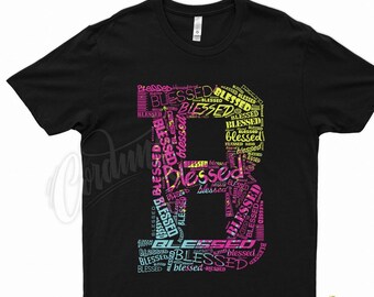 Black " BLESSED " T Shirt to match N Wmns Air VaporMax Flyknit 3 Black Pink Blast by Kicks Matched