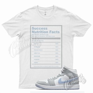 White " SUCCESS " T Shirt for Air Jordan 1 Mid Wolf Grey Aluminum Hyper Royal Blue by Kicks Matched