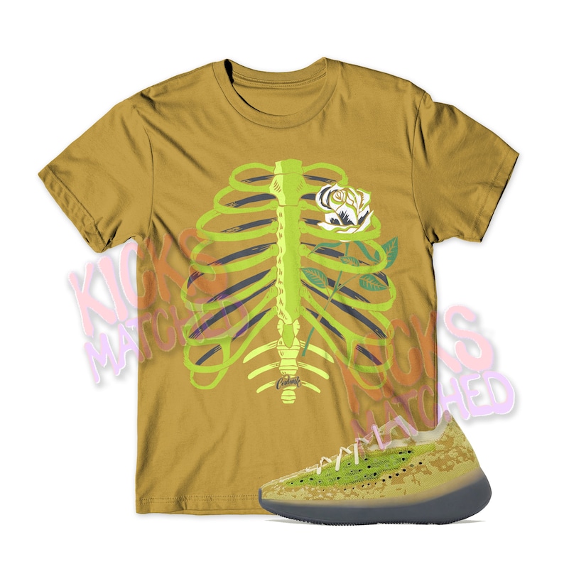 Gold " ROSE HEART " T Shirt to match Yeezy Boost 380 Hylte Glow 350 500 700 by Kicks Matched image 1