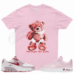 Pink &quot; SMILE &quot; T Shirt to match N Air Force 1 Low Rose Pink Red Valentines Day Love Letter Foam 5 Vapor Max by Kicks Matched