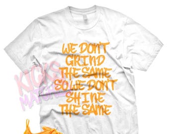 White " GRIND " T Shirt to match N Vapormax Plus Laser Orange by Kicks Matched