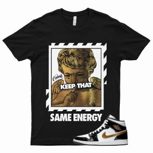 Mid 1 Metallic Gold Patent Black White NRG Top 3 Dunk High T Shirt To Match ENERGY
