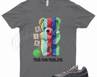 Grey " FIX " T Shirt for N Air Max 95 SE Light Charcoal Evolution Icons Light Charcoal Lemon Venom University Red by Kicks Matched