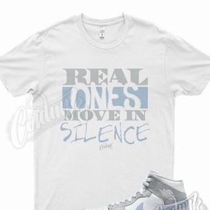 White " REAL " T Shirt for Air Jordan 1 Mid Wolf Grey Aluminum Hyper Royal Blue by Kicks Matched