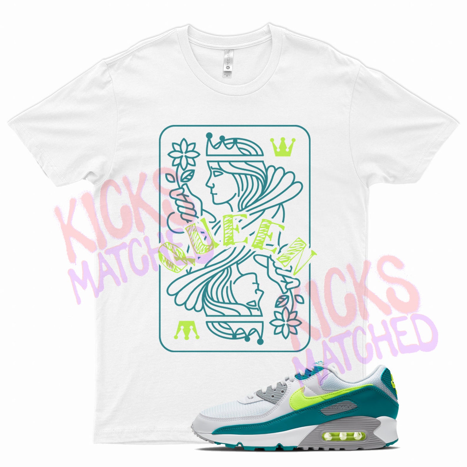 White QUEEN T Shirt to match Nike Air Max 90 Hot | Etsy