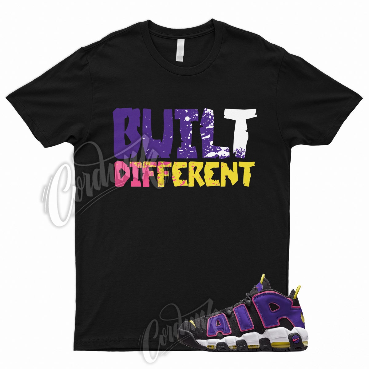 BUILT T Shirt to Match Air More Uptempo '96 Court Purple Hyper Pink Multi Color 1