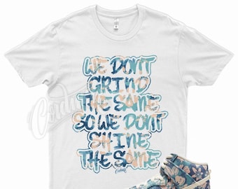 White " GRIND " T Shirt to match N SB Dunk High Maui Wowie Hawaii Sail Blue Green Aqua Floral by Kicks Matched