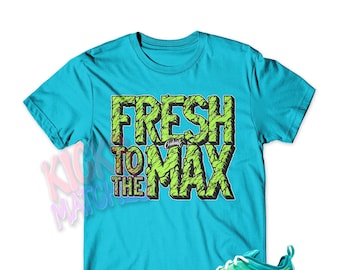 Teal " FRESH " T Shirt to match N Vapormax Plus Lemon Lime Teal by Kicks Matched