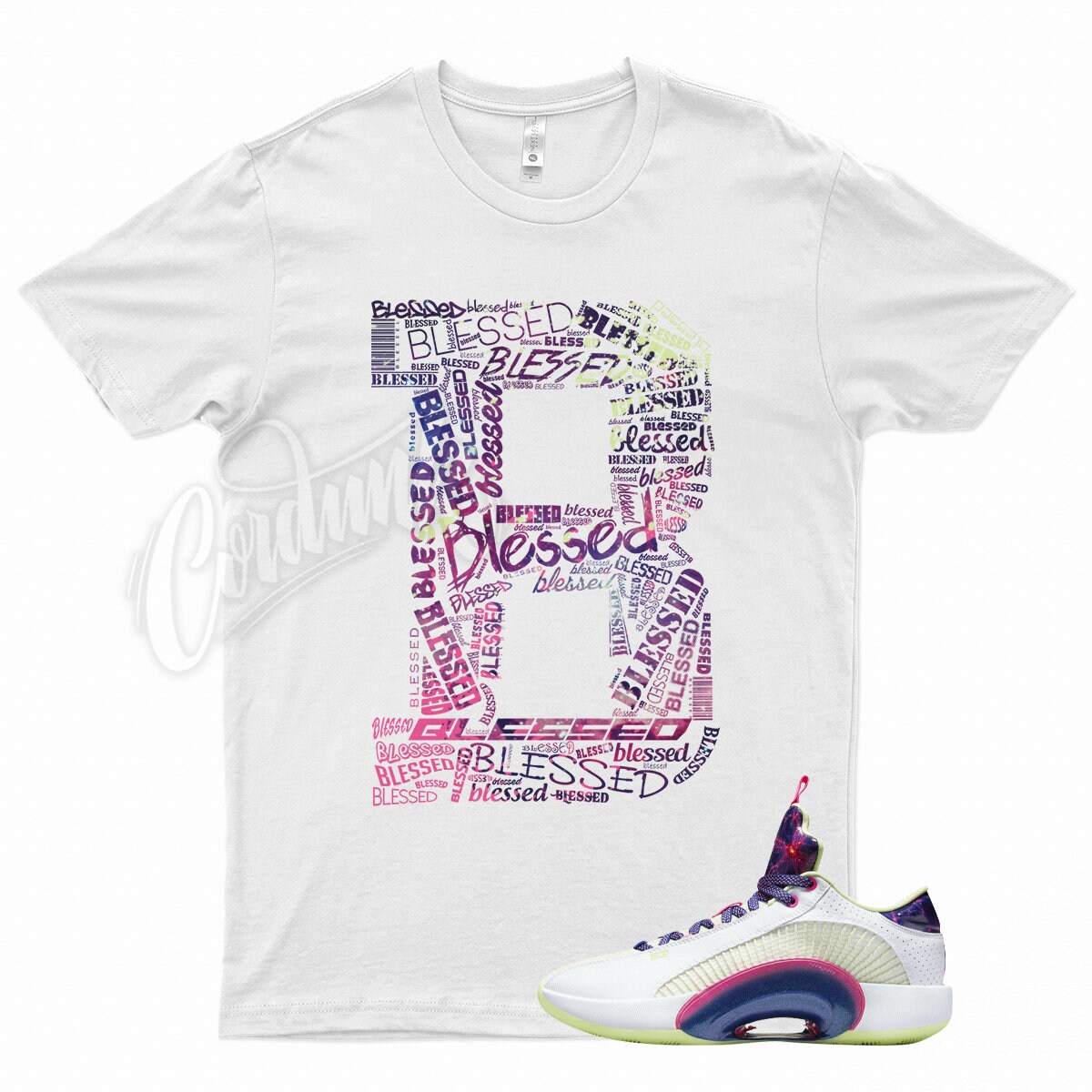 White BLESSED T Shirt to Match Jordan 35 XXXV - Etsy UK