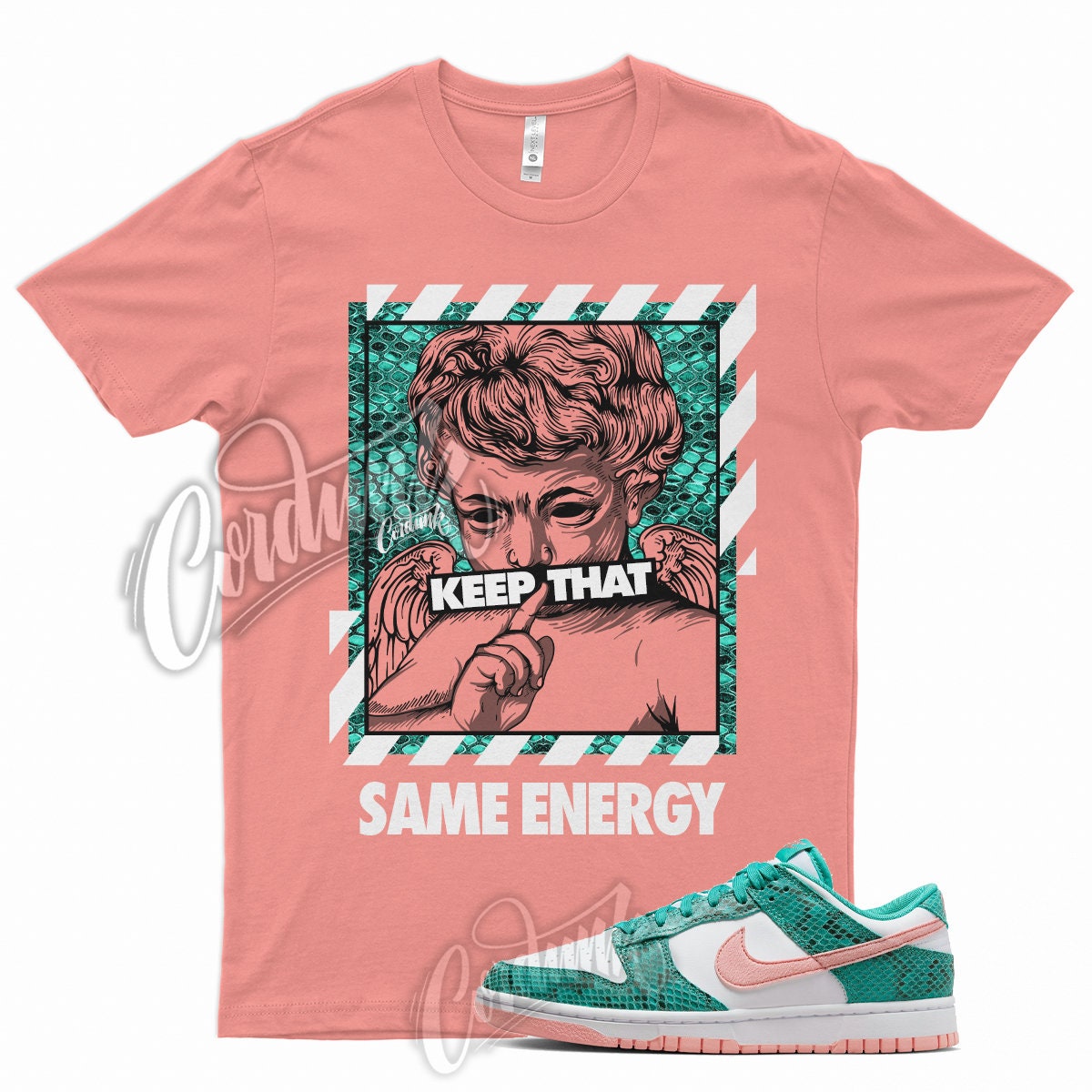 snaked lows Tシャツ New ENERGY T Shirt for Dunk Low Washed Teal and Bleached Coral