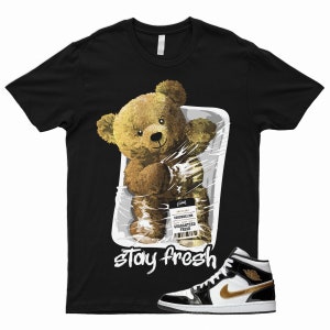 Mid 1 Metallic Gold Patent Black White NRG Top 3 Dunk High T Shirt To Match STAY