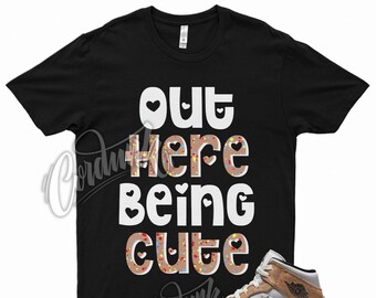 Black " CUTE " T Shirt for Air Jordan 1 Mid Brushstroke Cider Chile Red Blue Wheat by Kicks Matched