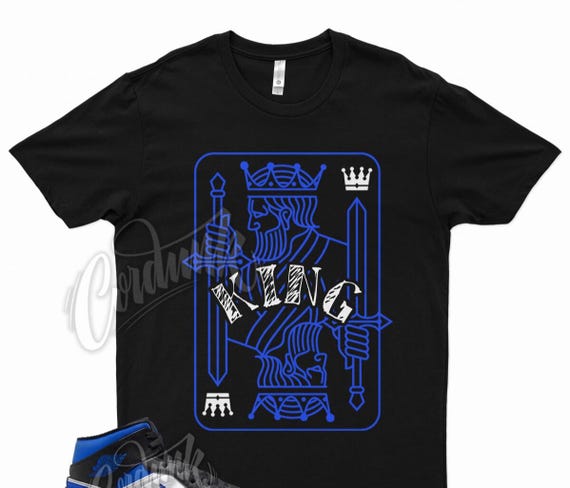 Black KING T Shirt for Air Jordan Mid Racer Blue White Hyper