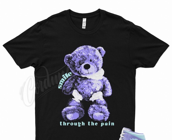 Black SMILE T Shirt to Match Air Jordan Mid Purple Pulse