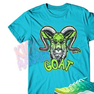 Teal &quot; GOAT &quot; T Shirt to match N Vapormax Plus Lemon Lime Teal by Kicks Matched