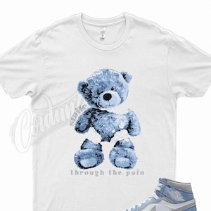 White " SMILE " T Shirt to match Jordan 1 OG Hyper Royal Light Smoke Grey by Kicks Matched