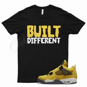 Black &quot; BUILT &quot; T Shirt for Jordan 4 Tour Yellow Lightning Thunder Maize Frequency Four by Kicks Matched