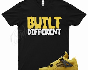Black " BUILT " T Shirt for Jordan 4 Tour Yellow Lightning Thunder Maize Frequency Four by Kicks Matched