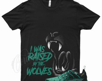 Black " WOLVES " T Shirt to match N Vapormax Plus Atlanta Emerald Mystic Green Pine Vapor Max by Kicks Matched