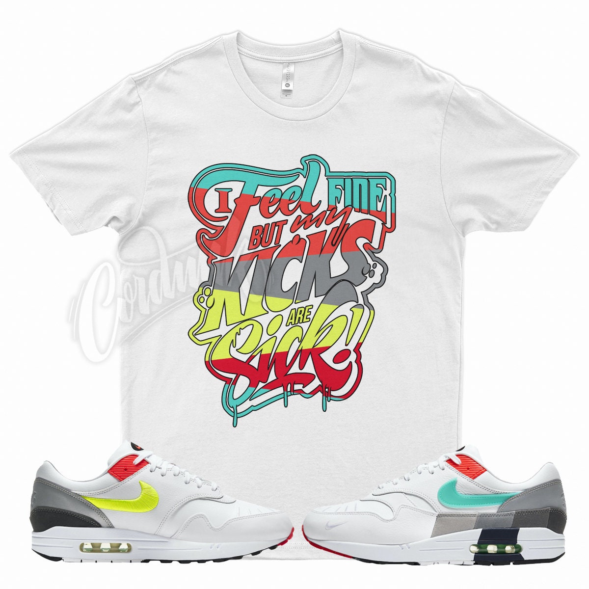 White SICK V1 T Shirt to Match N Air Max 1 - Etsy Australia