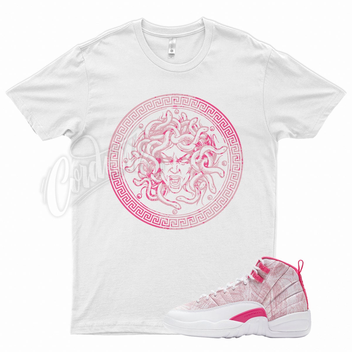 White Med Shirt for Jordan 12 Ice Cream Hyper Pink Punch Pinksicle Blast 9 by Kicks Matched