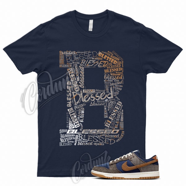 Dunk Low Tweed Corduroy T Shirt Midnight Navy Ale Baroque Brown Tartan Pale Ivory Plaid BLESSED