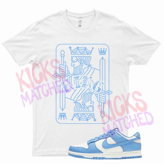 blue and white dunks shirt
