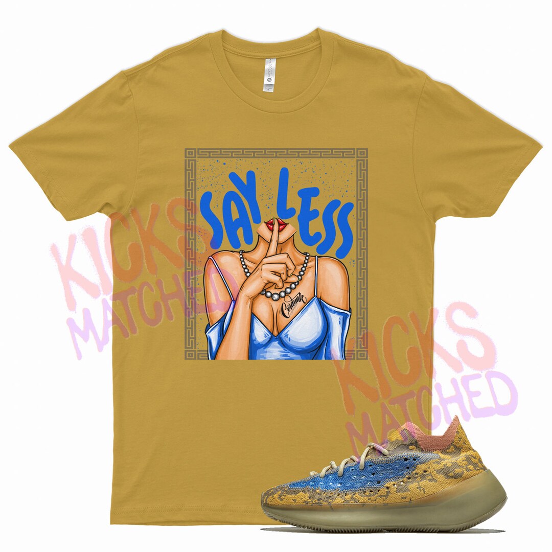 Gold SHHH T Shirt to Match Yeezy 380 Blue Oat Non Reflective