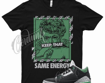 Black ENERGY T Shirt for Air Jordan Pine Green Cement Grey