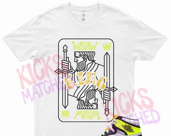 White " KING " T Shirt to match Jordan 1 High OG Volt University Gold Yellow Neon by Kicks Matched