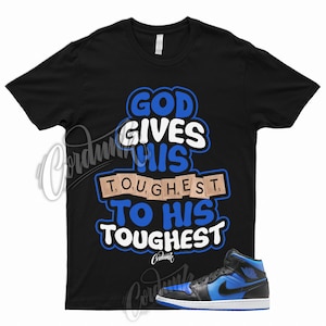 Royal Blue Black White 1 Mid T Shirt Match TOUGH