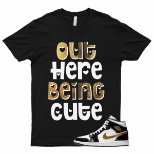 Mid 1 Metallic Gold Patent Black White NRG Top 3 Dunk High T Shirt To Match CUTE