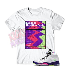White &quot; SUCCESS FACTS &quot; T Shirt to match Jordan 5 Alternate Bel Air