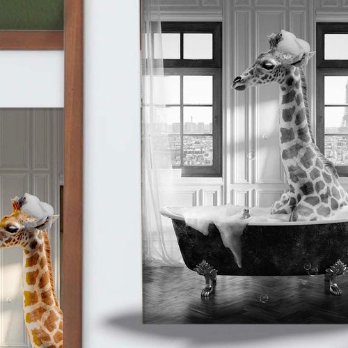 Elephant Animal in Bathroom Bath Tub Art Print Etsy