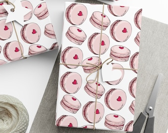 Valentine&#39;s Day Wrapping Paper, Macrons Wrapping Paper, Vday Gift, Valetine&#39;s Wrapping Paper